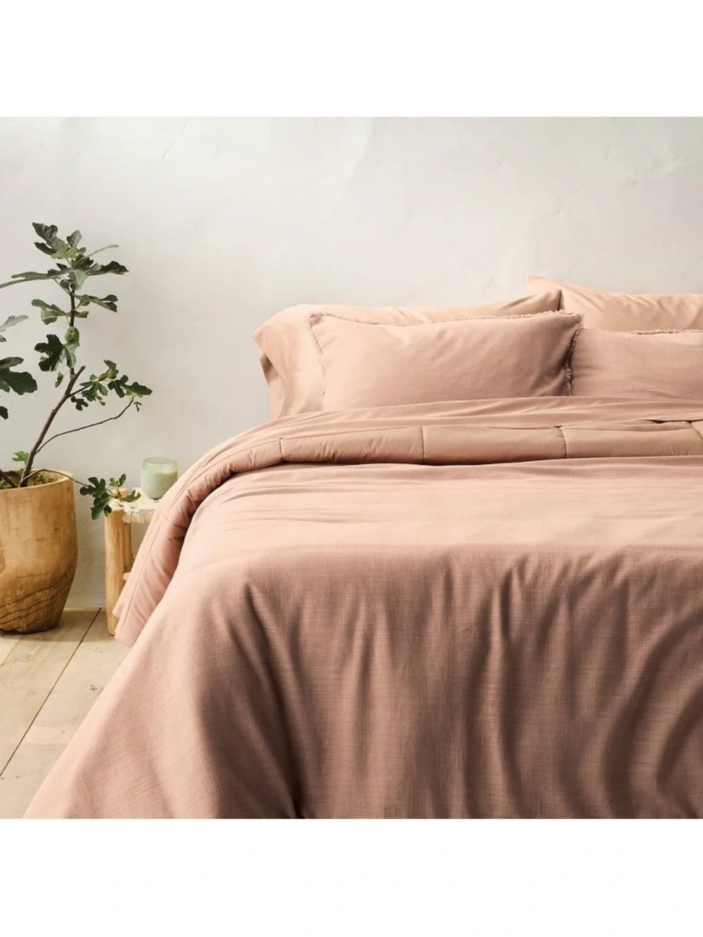 Casaluna F/Q Light Adobe Clay Heavyweight Linen Blend Comforter Set